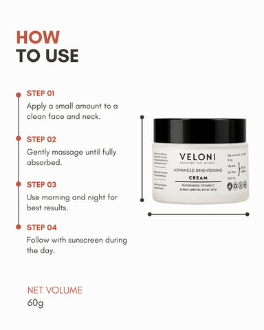 Veloni Advanced Brightening Cream | Daily Skin Radiance & Even Tone Moisturizer
