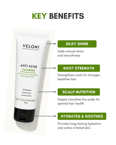 Veloni Anti Acne Cleanser | Salicylic Acid & Niacinamide Face Cleanser