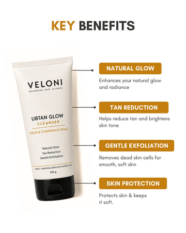 Veloni Ubtan Glow Cleanser with Haldi & Chandan Extract | Brightening Face Cleanser