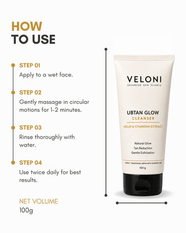 Veloni Ubtan Glow Cleanser with Haldi & Chandan Extract | Brightening Face Cleanser