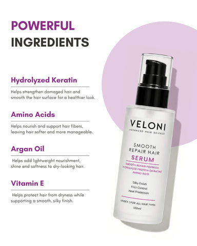 Veloni Smooth Repair Hair Serum | Frizz Control & Smooth Shine Hair Serum