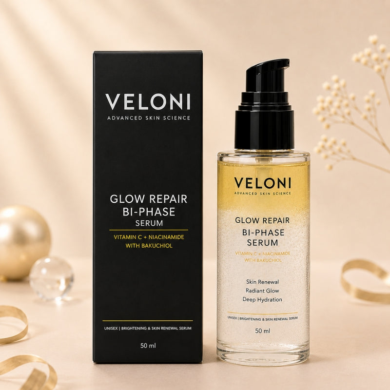 Veloni Glow Repair Bi-Phase Serum | Vitamin C, Niacinamide & Bakuchiol Face Serum