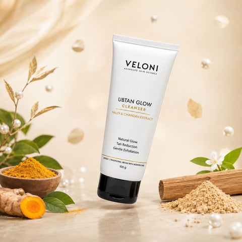 Veloni Ubtan Glow Cleanser with Haldi & Chandan Extract | Brightening Face Cleanser
