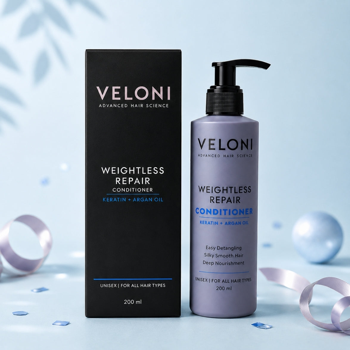 Veloni Weightless Repair Conditioner | Keratin & Argan Oil Hair Conditioner