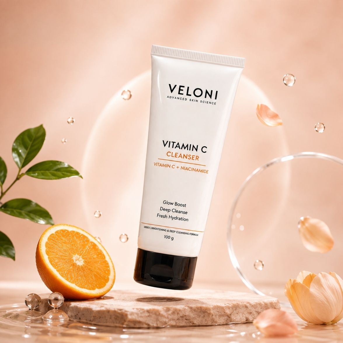 Veloni Vitamin C Cleanser | Vitamin C & Niacinamide Brightening Face Cleanser