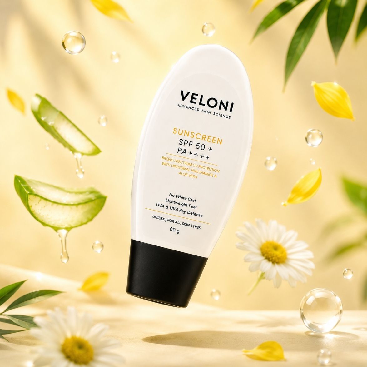 Veloni Sunscreen SPF 50 PA++++ | Broad Spectrum UVA & UVB Protection