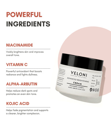 Veloni Advanced Brightening Cream | Daily Skin Radiance & Even Tone Moisturizer