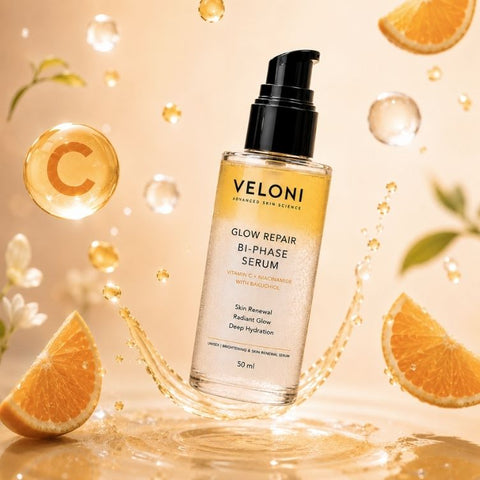 Veloni Glow Repair Bi-Phase Serum | Vitamin C, Niacinamide & Bakuchiol Face Serum